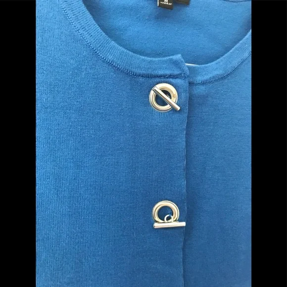 Premise 80’s Style Metal Rivet Closure Blue Nautical Cardigan Coastal Granny - Picture 16 of 16